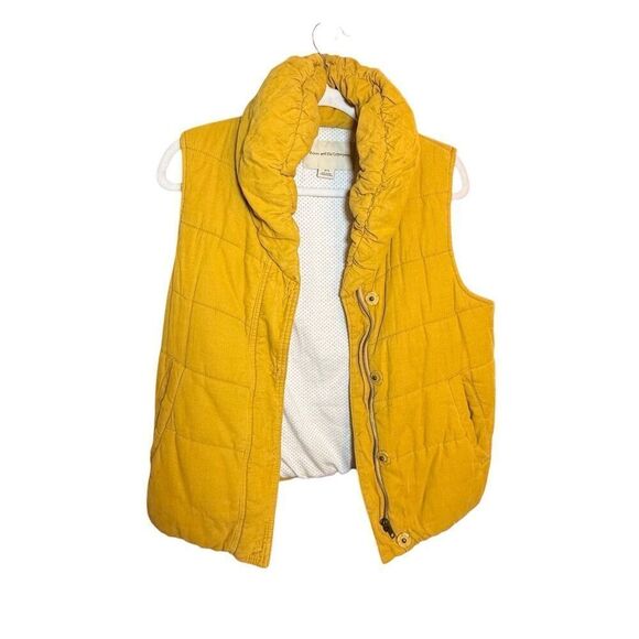 Anthropologie Pilcro and the Letterpress Puffy Quilted Mustard Yellow Vest Zip-u - Picture 12 of 12